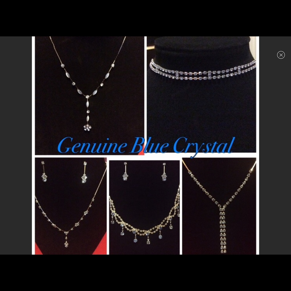 NEW Choice of 5 genuine crystal blue necklaces